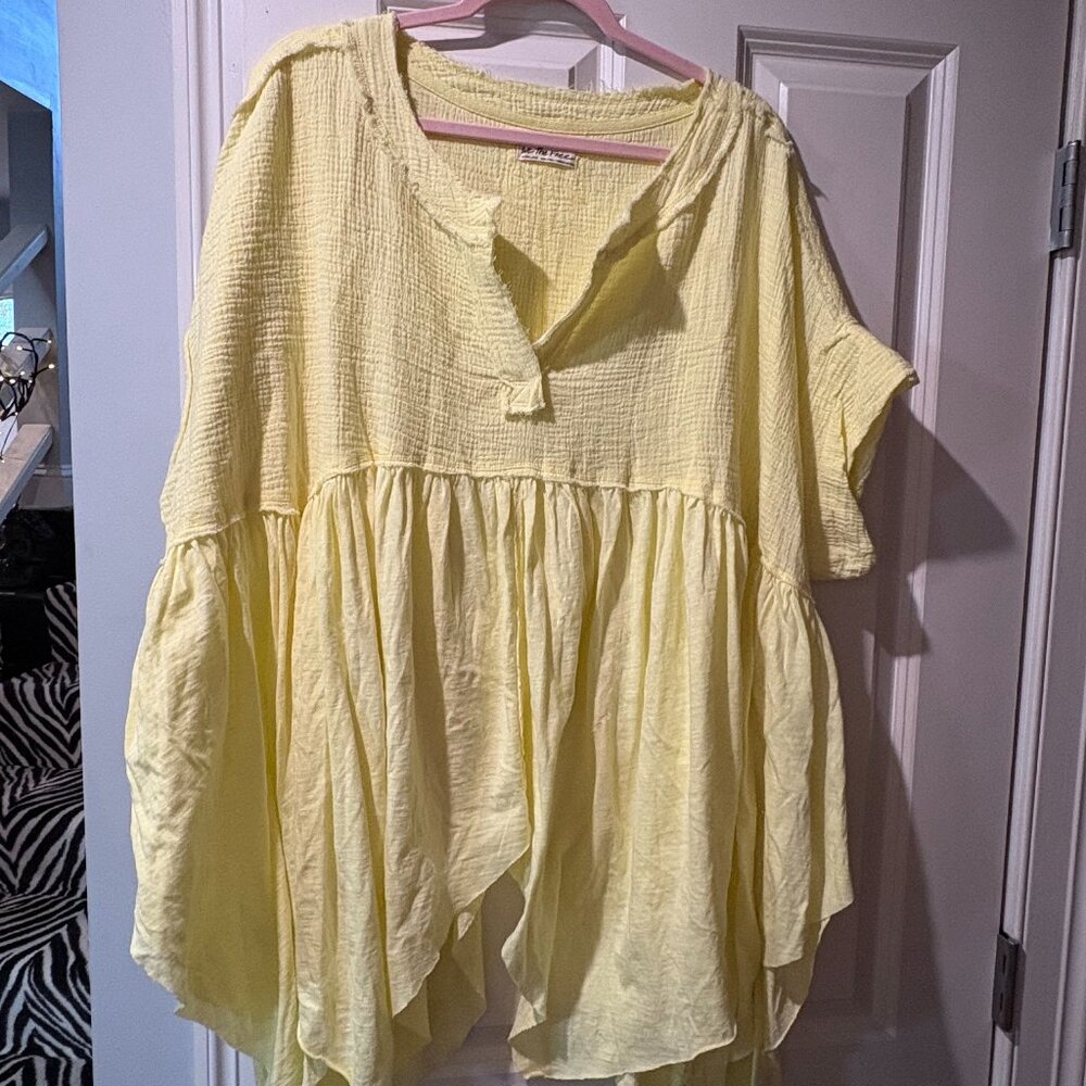 Free People Sugar Rush Babydoll top minted lemonade